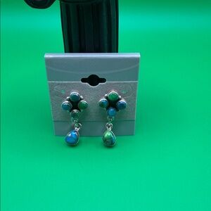 Peacock Dahlia Turquoise Drop Earrings